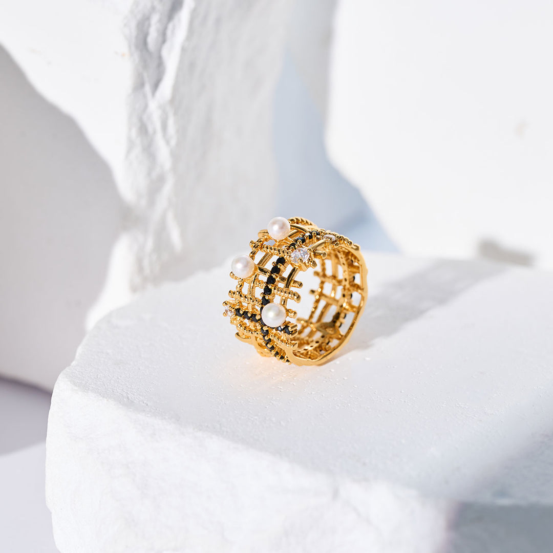 Top-Qualität Süßwasserperlenring WR00370 | TWEED