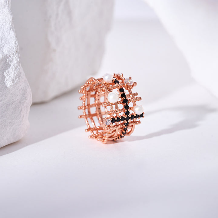 Top Grade Freshwater Pearl Ring WR00371 | TWEED - PEARLY LUSTRE