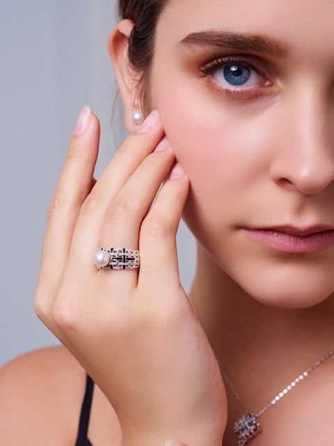 Anillo de perla de agua dulce de primera calidad WR00377 | TWEED