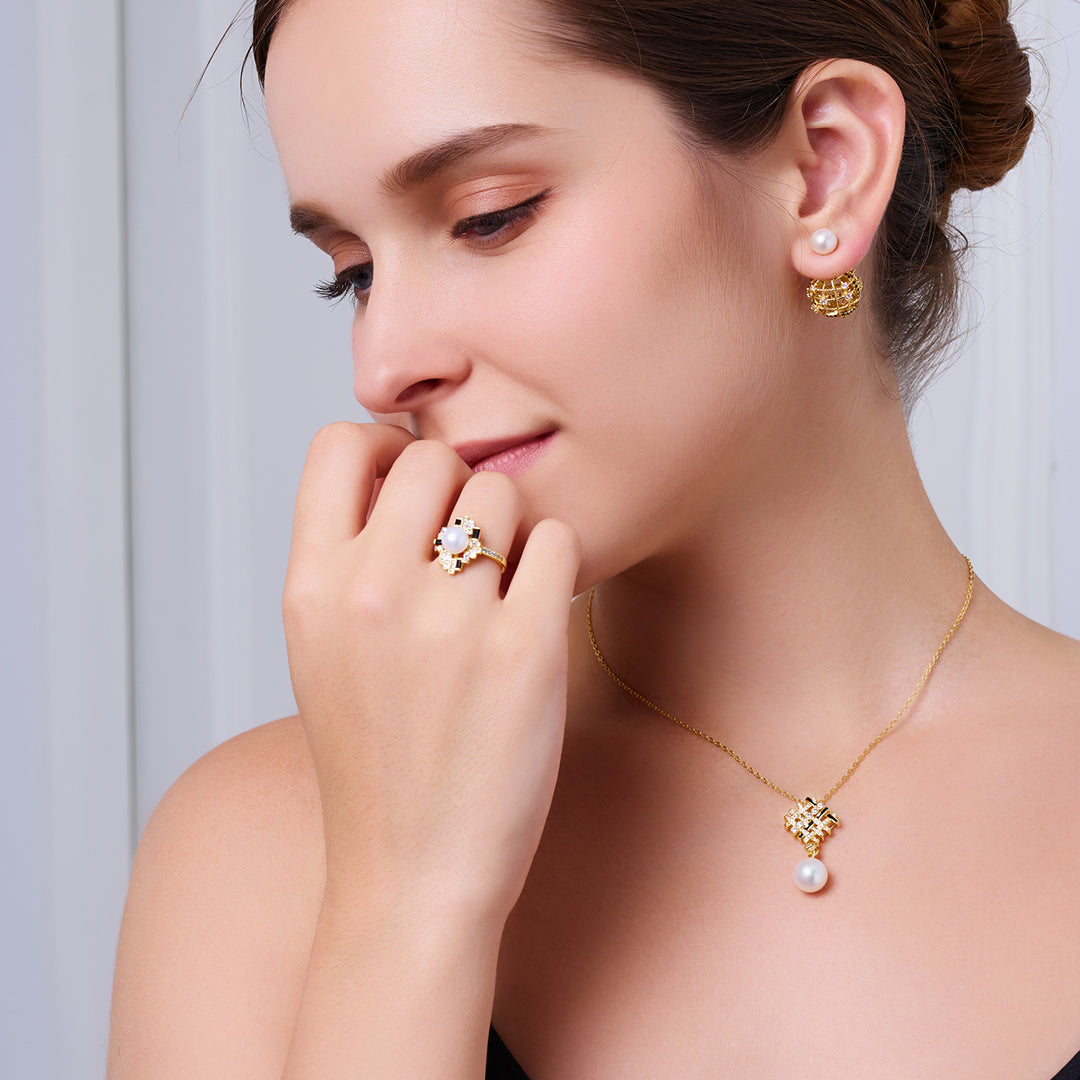 Bague en perle d'eau douce de qualité supérieure WR00382 | TWEED