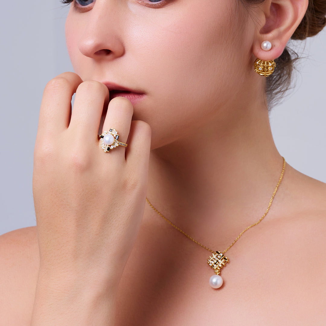 Bague en perle d'eau douce de qualité supérieure WR00382 | TWEED