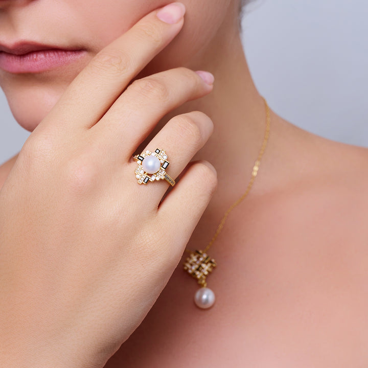 Bague en perle d'eau douce de qualité supérieure WR00382 | TWEED