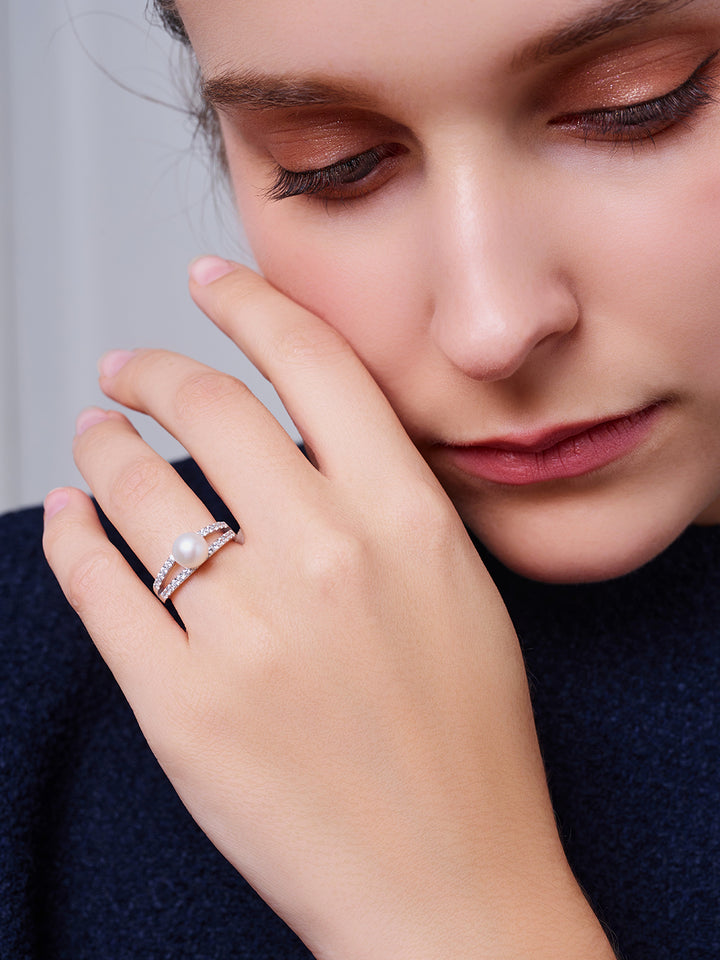 Bague en perle d'eau douce de qualité supérieure WR00384