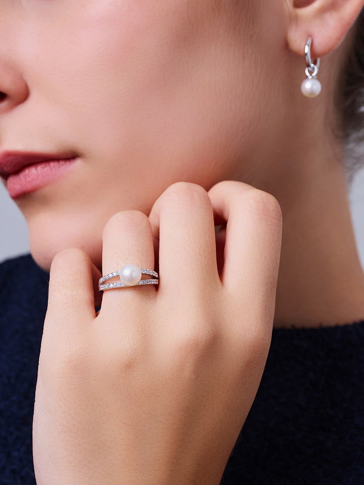 Bague en perle d'eau douce de qualité supérieure WR00384