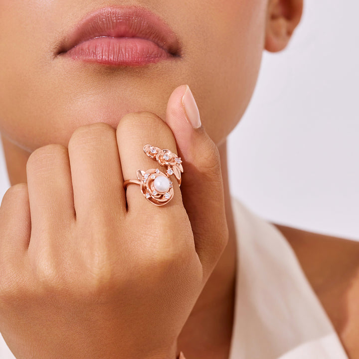 خاتم لؤلؤ مائي طازج عالي الجودة WR00390 | روز