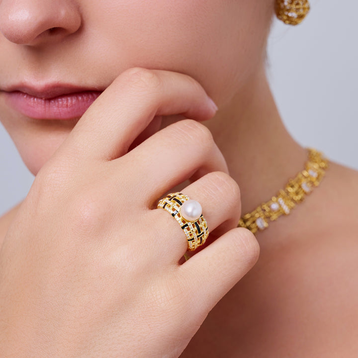 خاتم لؤلؤ مياه عذبة عالي الجودة WR00392 | TWEED