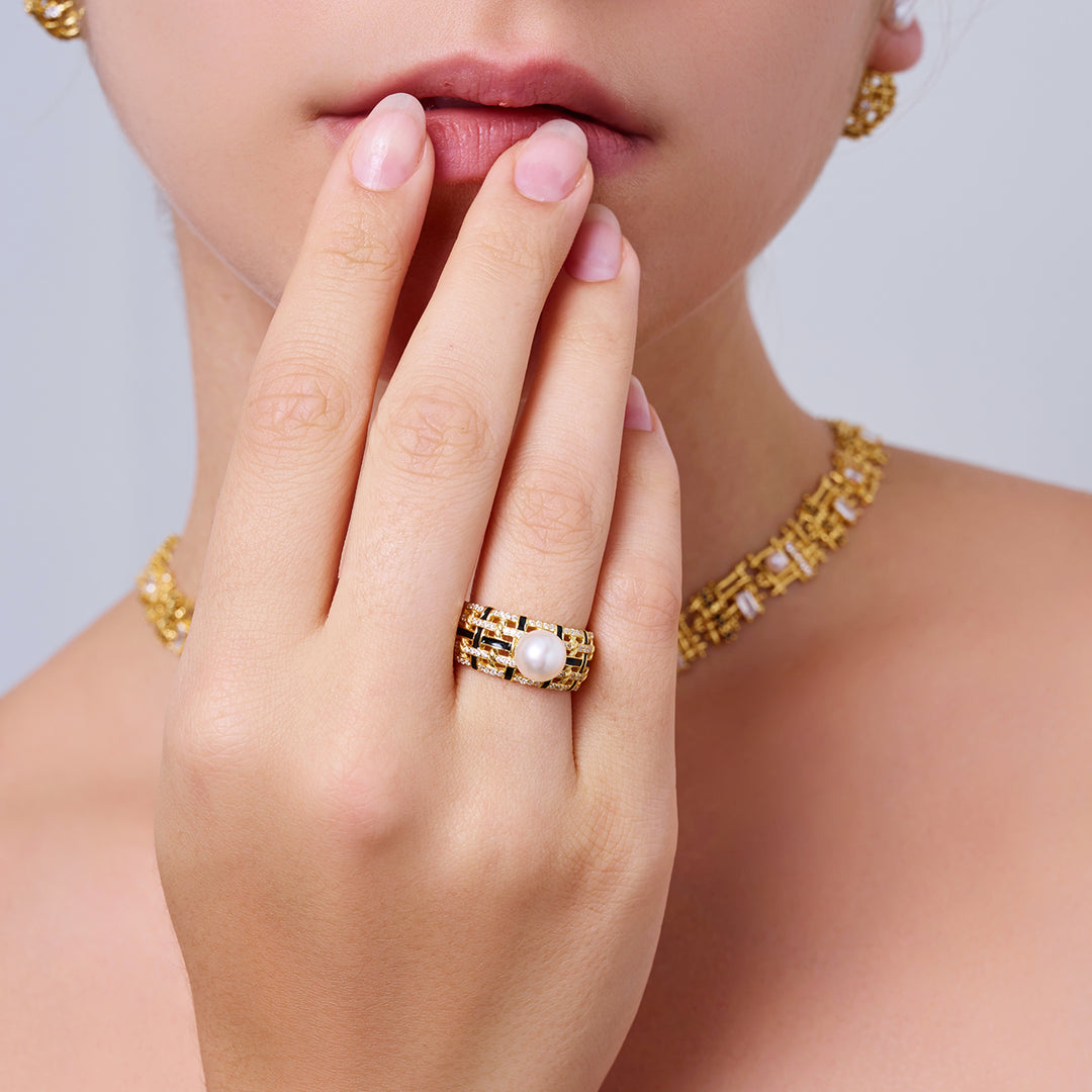 خاتم لؤلؤ مياه عذبة عالي الجودة WR00392 | TWEED