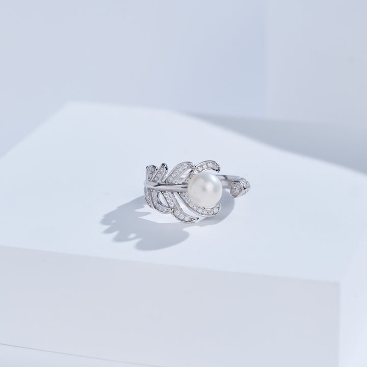 Bague en perle d'eau douce de qualité supérieure WR00396 | FEATHER