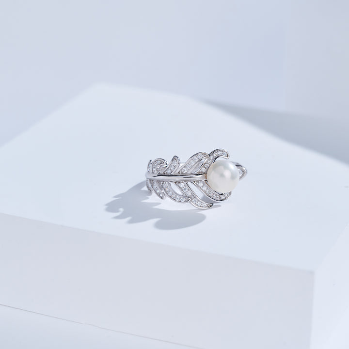 Bague en perle d'eau douce de qualité supérieure WR00396 | FEATHER