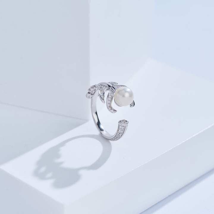 Bague en perle d'eau douce de qualité supérieure WR00396 | FEATHER