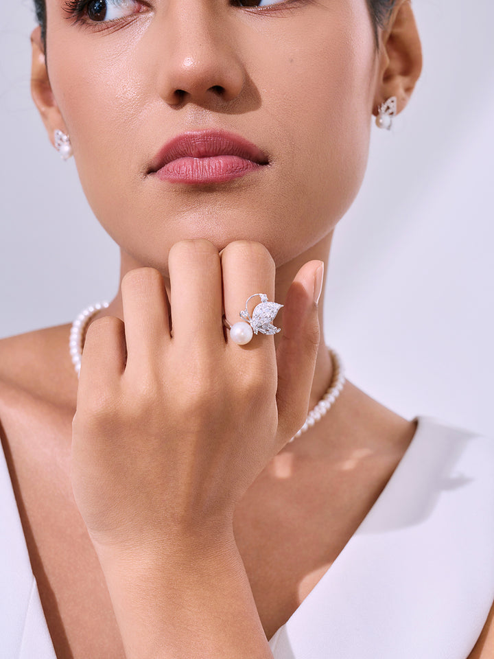 Cincin Mutiara Air Tawar Gred Atas WR00400 | BUTTERFLY