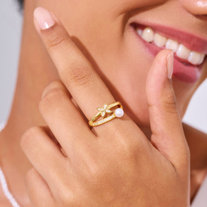 Anello con perla d'acqua dolce di prima qualità WR00402 | EVERLEAF