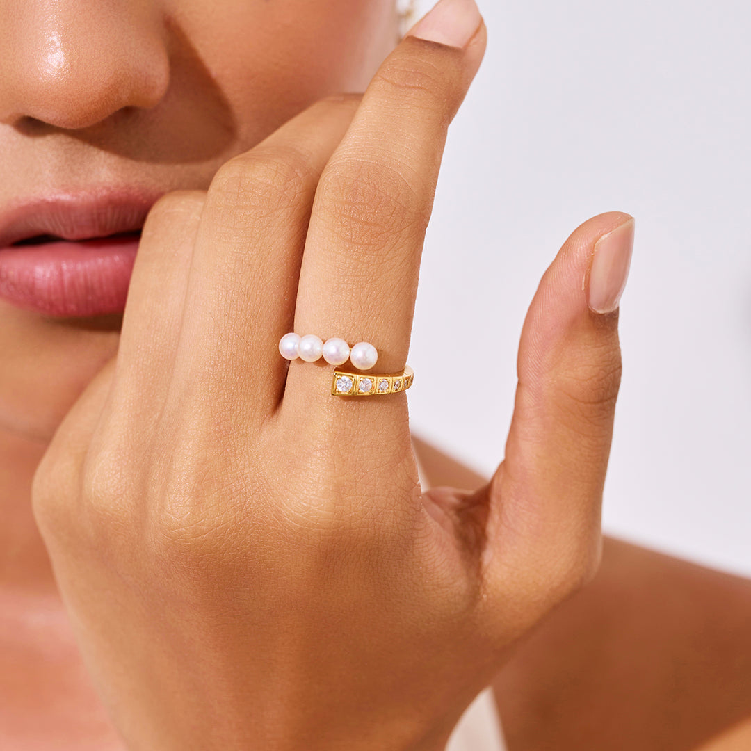 顶级淡水珍珠戒指 WR00403 | WATERFALL