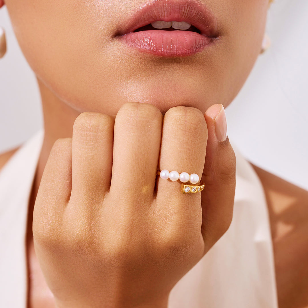 顶级淡水珍珠戒指 WR00403 | WATERFALL