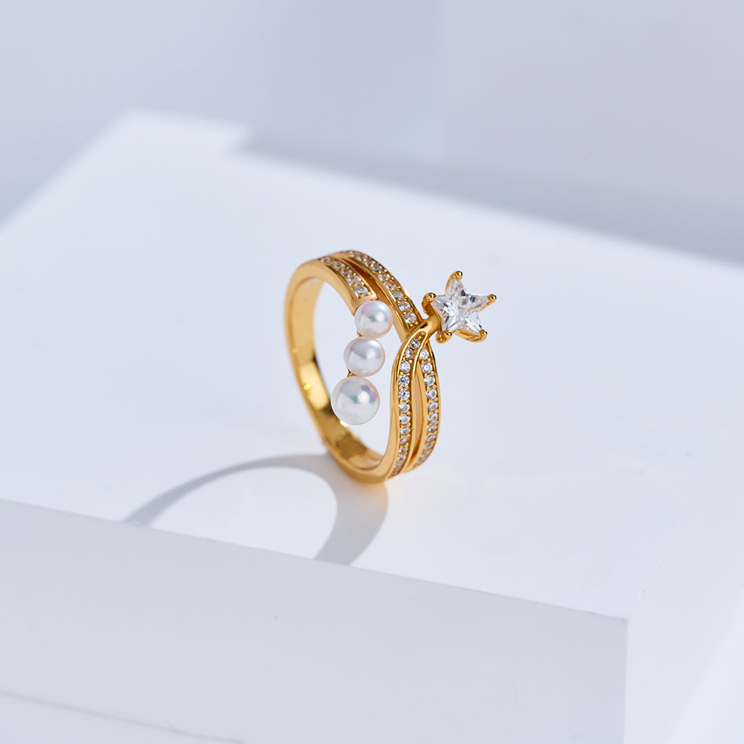 Bague en perle d'eau douce de qualité supérieure WR00407 | STARRY