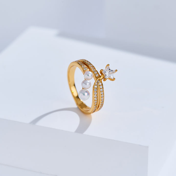 Bague en perle d'eau douce de qualité supérieure WR00407 | STARRY