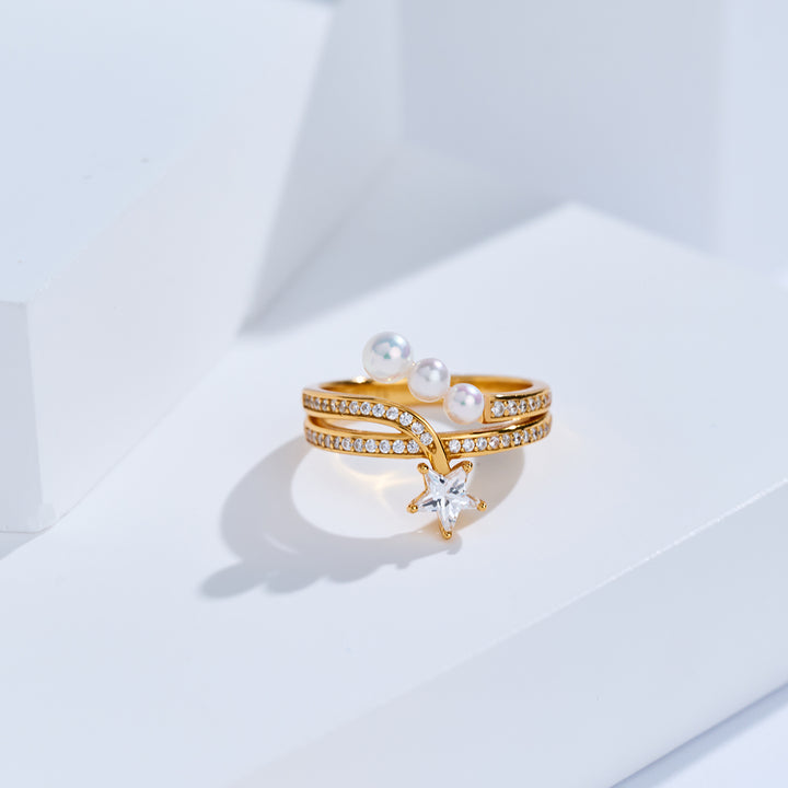 Bague en perle d'eau douce de qualité supérieure WR00407 | STARRY