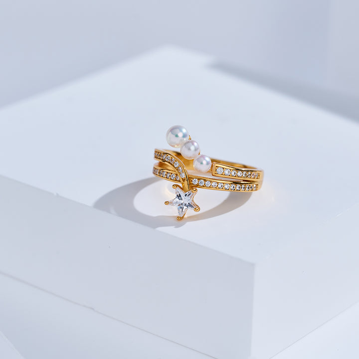 Bague en perle d'eau douce de qualité supérieure WR00407 | STARRY