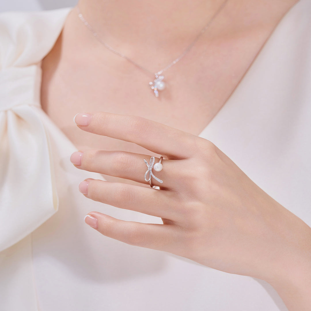 최상급 담수 진주 반지 WR00416 | 리본