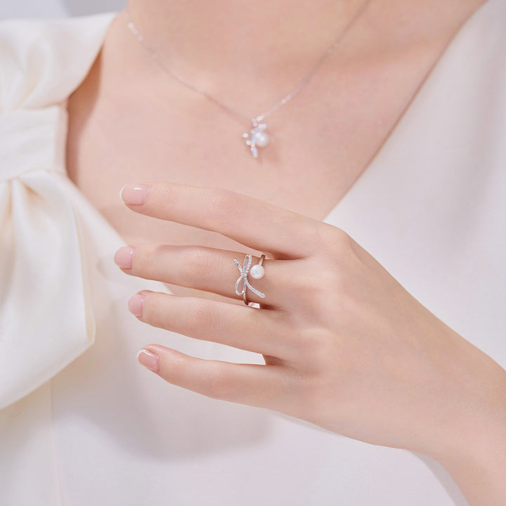 최상급 담수 진주 반지 WR00416 | 리본