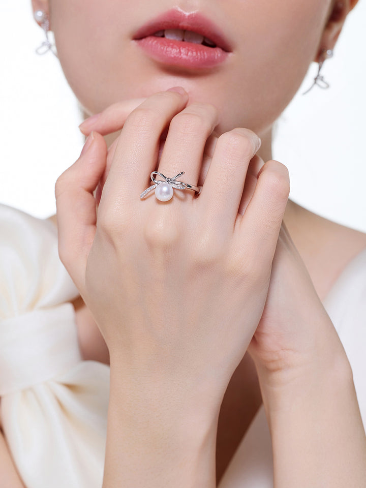Anillo de perla de agua dulce de primera calidad WR00416 | CINTA