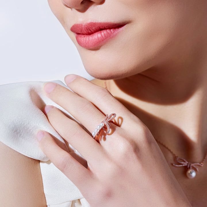 Top Lustre Freshwater Pearl Ring WR00418 | RIBBON