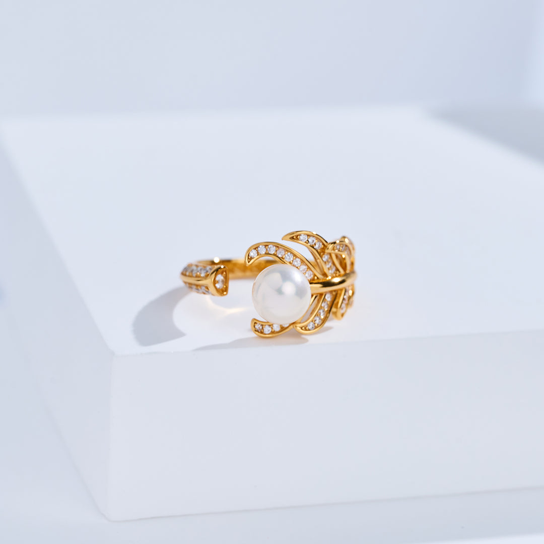 Bague en perle d'eau douce de qualité supérieure WR00421 | FEATHER