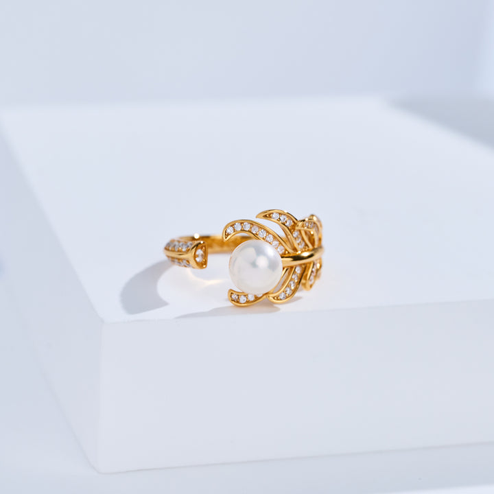 Bague en perle d'eau douce de qualité supérieure WR00421 | FEATHER