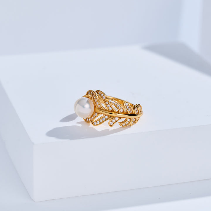 Bague en perle d'eau douce de qualité supérieure WR00421 | FEATHER