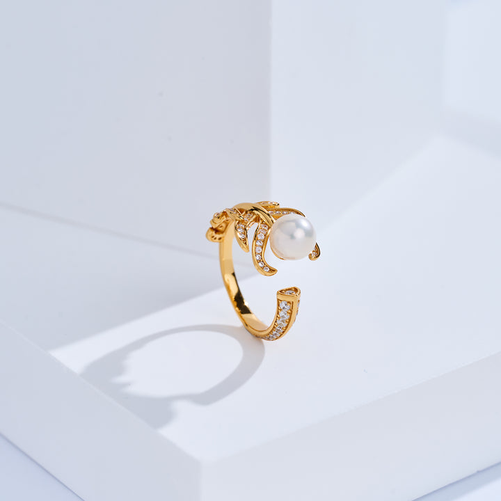 Bague en perle d'eau douce de qualité supérieure WR00421 | FEATHER