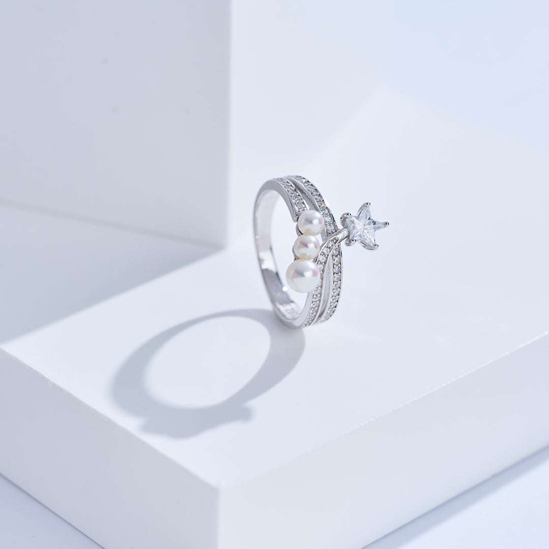 Bague en perle d'eau douce de qualité supérieure WR00422 | STARRY