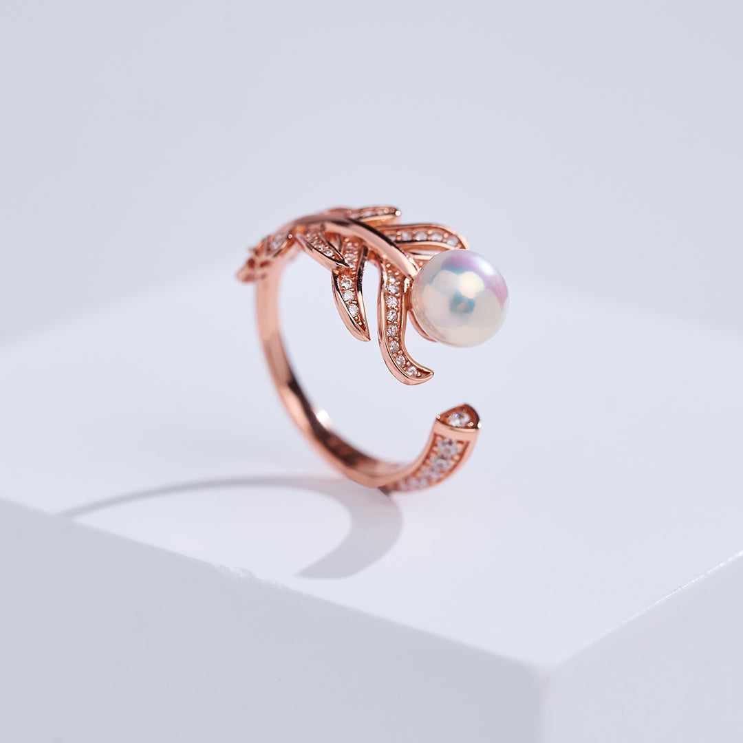 Anillo de perla de agua dulce de primera calidad WR00426 | PLUMA