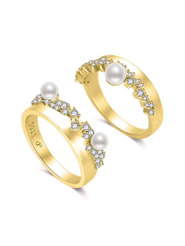 Bague Duo Perle d'Eau Douce de Première Qualité WR00434 | SANDS