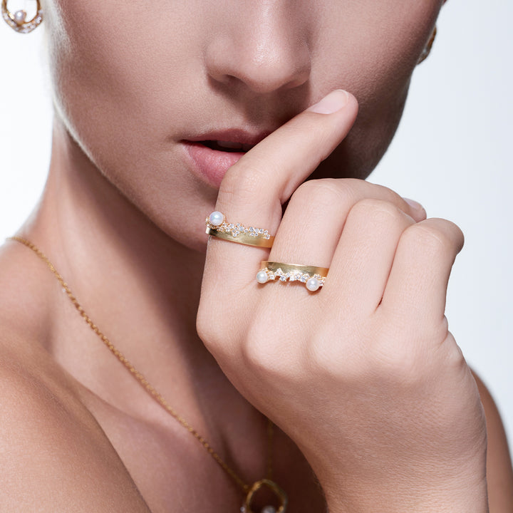 最高級淡水真珠二連指輪 WR00434 | SANDS