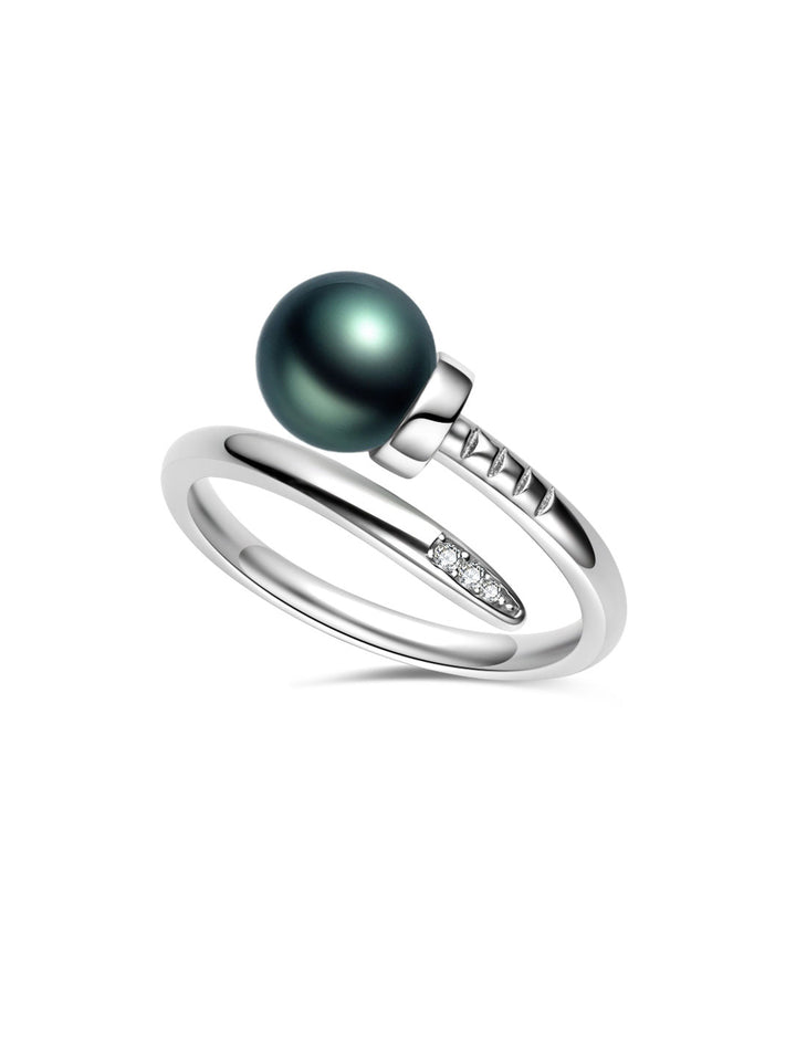 Bague en perle tahitienne d'eau salée de qualité supérieure WR00436