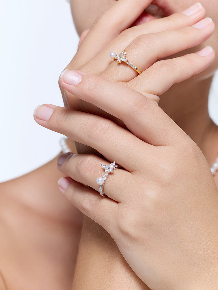 Top Grade Freshwater Pearl Ring WR00443 | BUTTERFLY