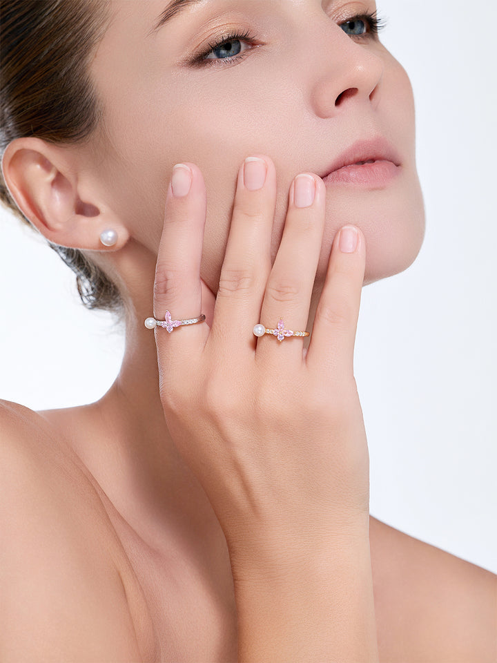 Top Grade Freshwater Pearl Ring WR00466 | BUTTERFLY