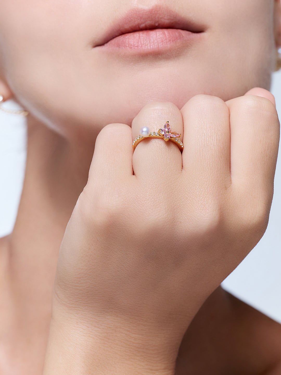 Cincin Mutiara Air Tawar Gred Atas WR00459 | BUTTERFLY