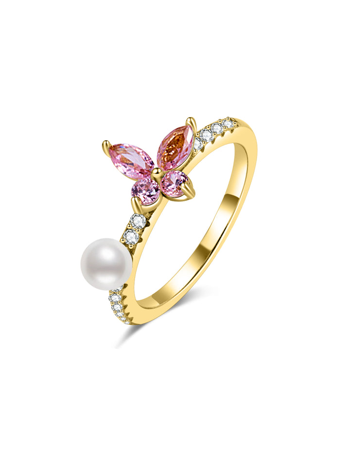 Anillo de perla de agua dulce de primera calidad WR00459 | BUTTERFLY