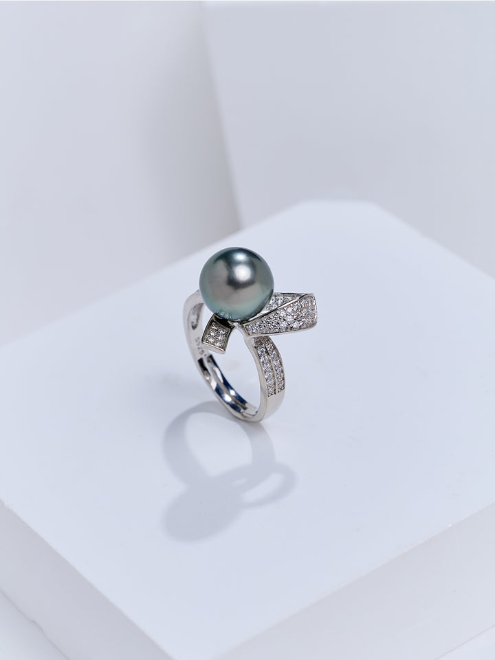 Cincin Mutiara Air Masin Tahiti Kilauan Teratas WR00465