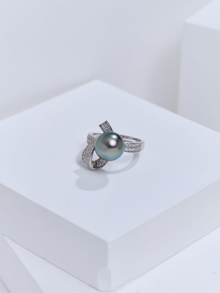 Cincin Mutiara Air Masin Tahiti Kilauan Teratas WR00465