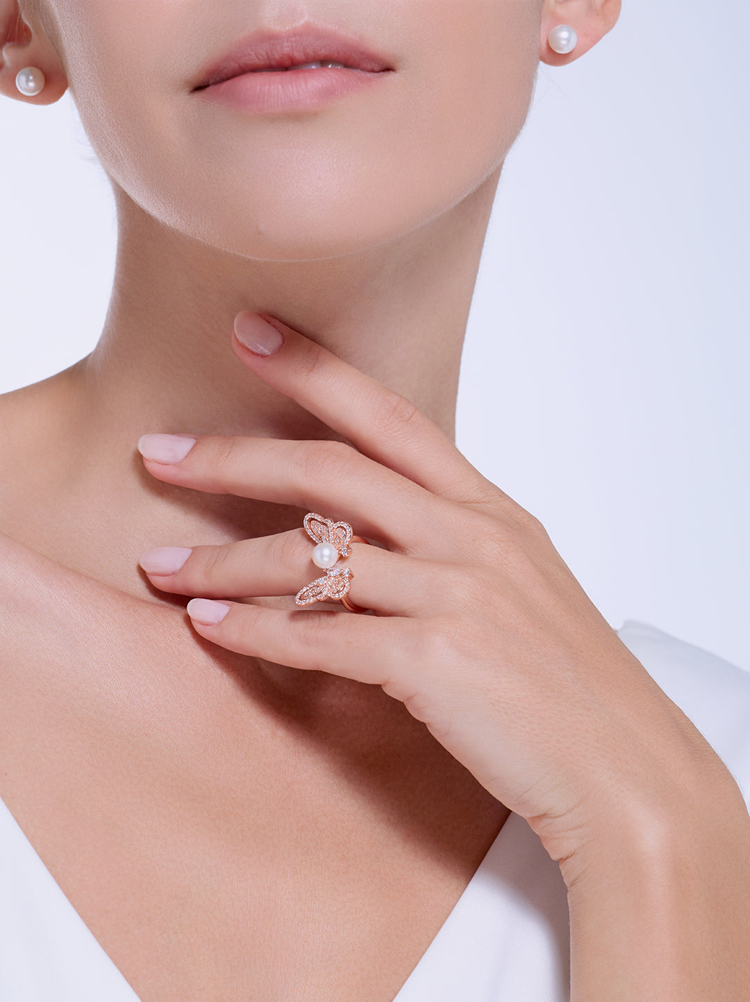 Top Grade Freshwater Pearl Ring WR00474 | BUTTERFLY