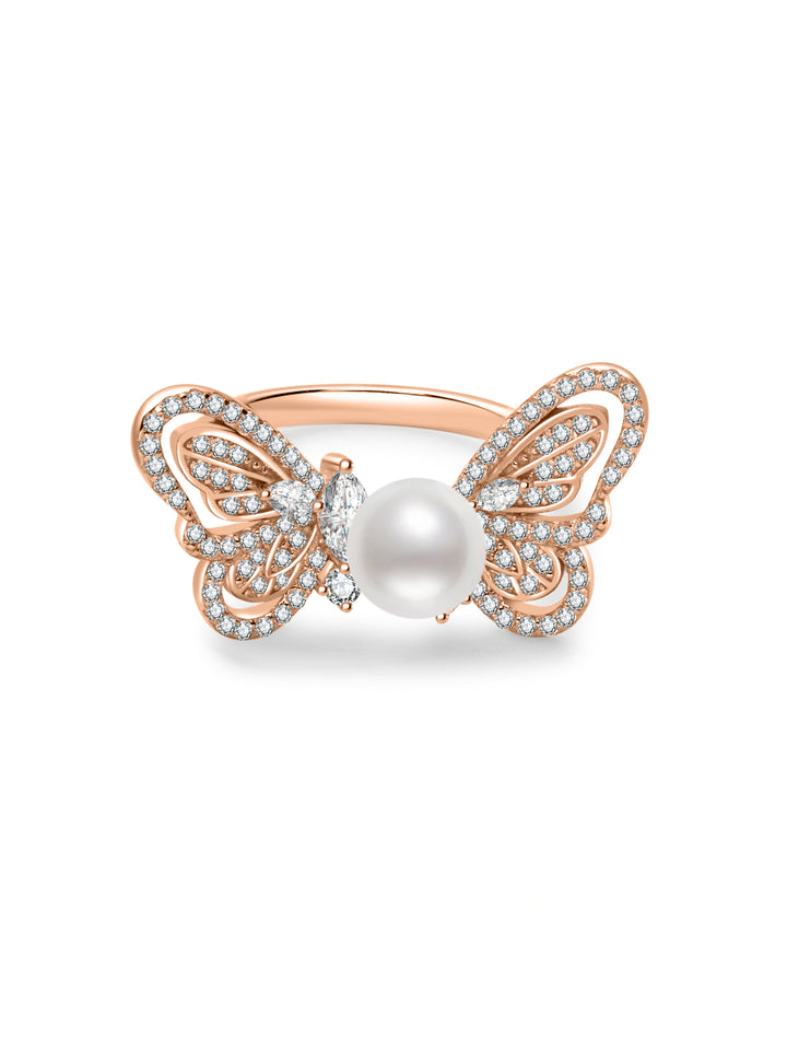 Anillo de perla de agua dulce de primera calidad WR00474 | BUTTERFLY