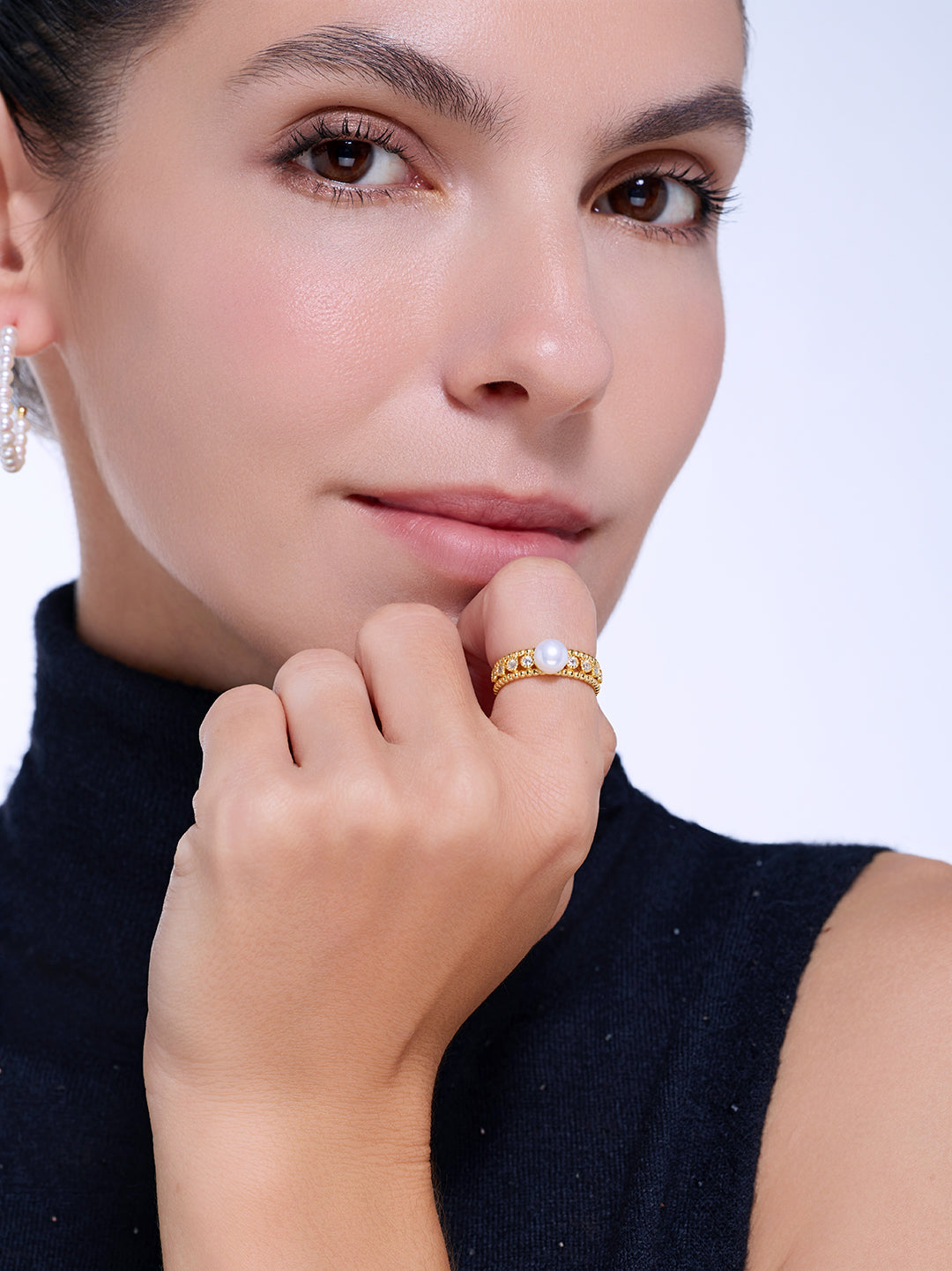 Anillo de perla de agua dulce de máxima calidad WR00479 | BURBUJA