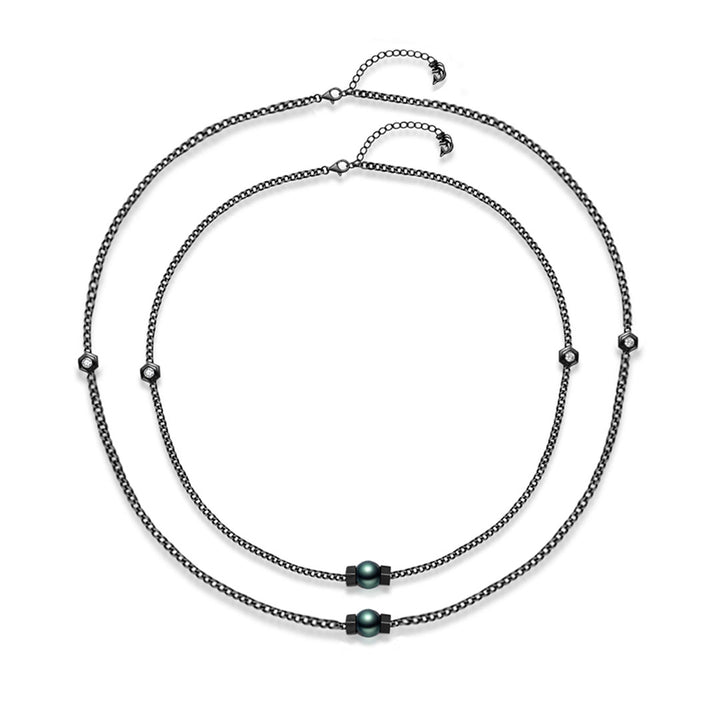Tahitian Pearl Necklace Set WS00094 | HEXAGON - PEARLY LUSTRE