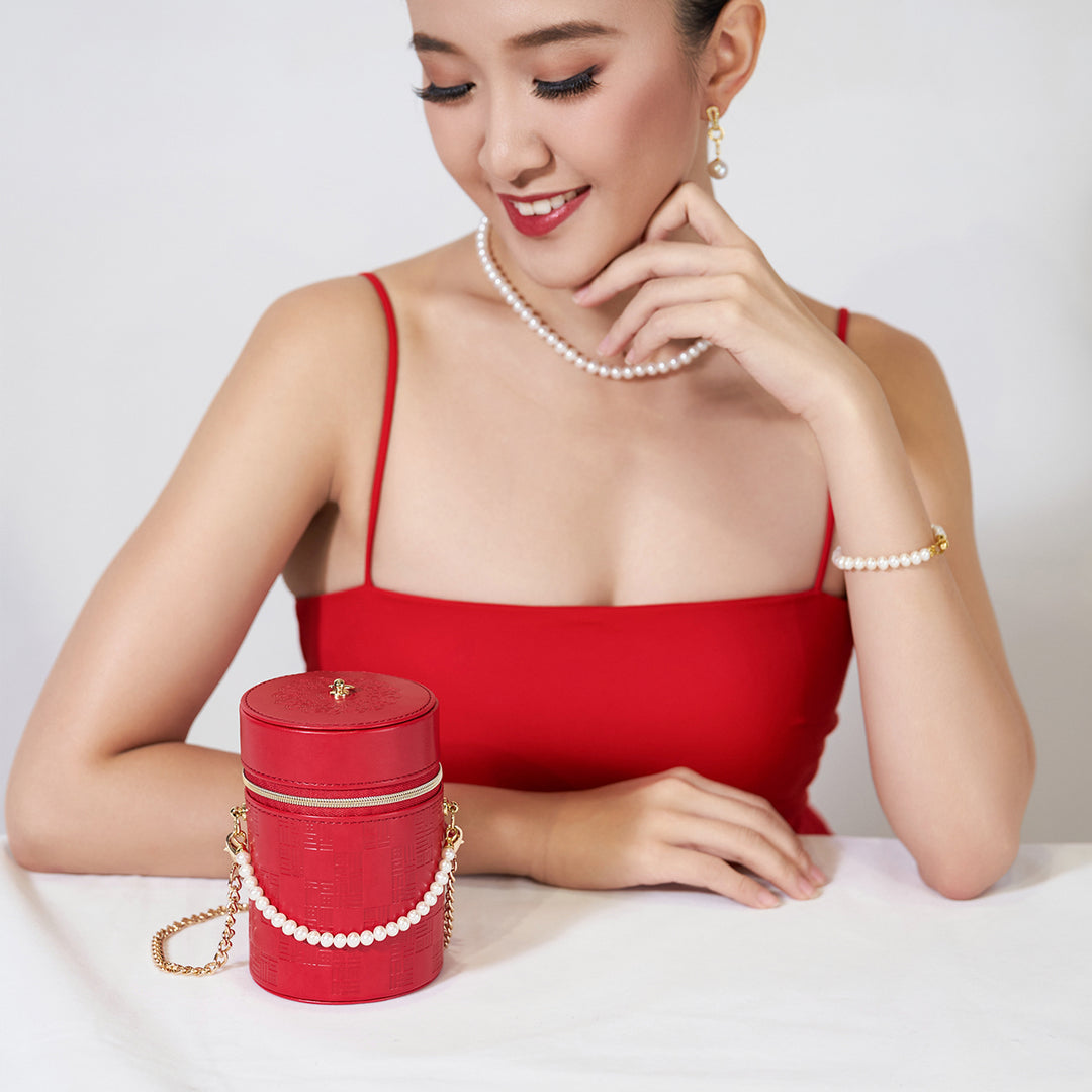 Top Lustre Multi-Style Necklace and Bracelet with Chinese New Year Lucky Red Jewelry Bag Set WS00110 - PEARLY LUSTRE