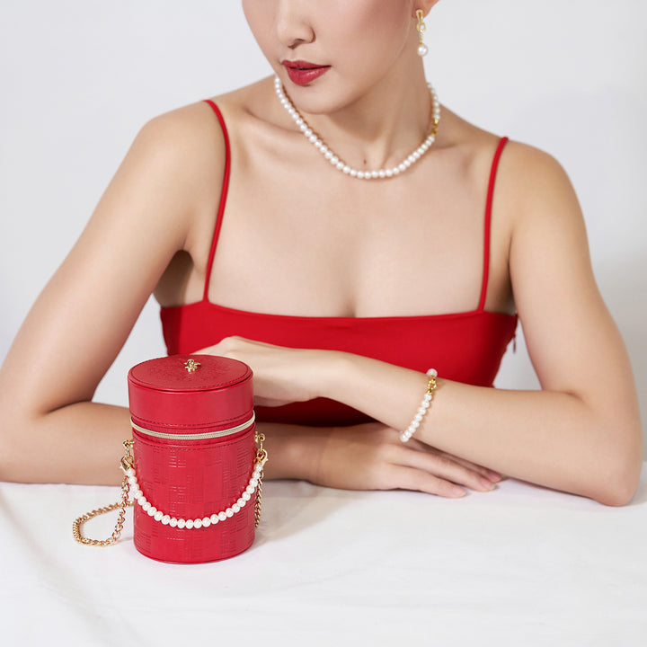 Top Lustre Multi-Style Necklace and Bracelet with Chinese New Year Lucky Red Jewelry Bag Set WS00110 - PEARLY LUSTRE