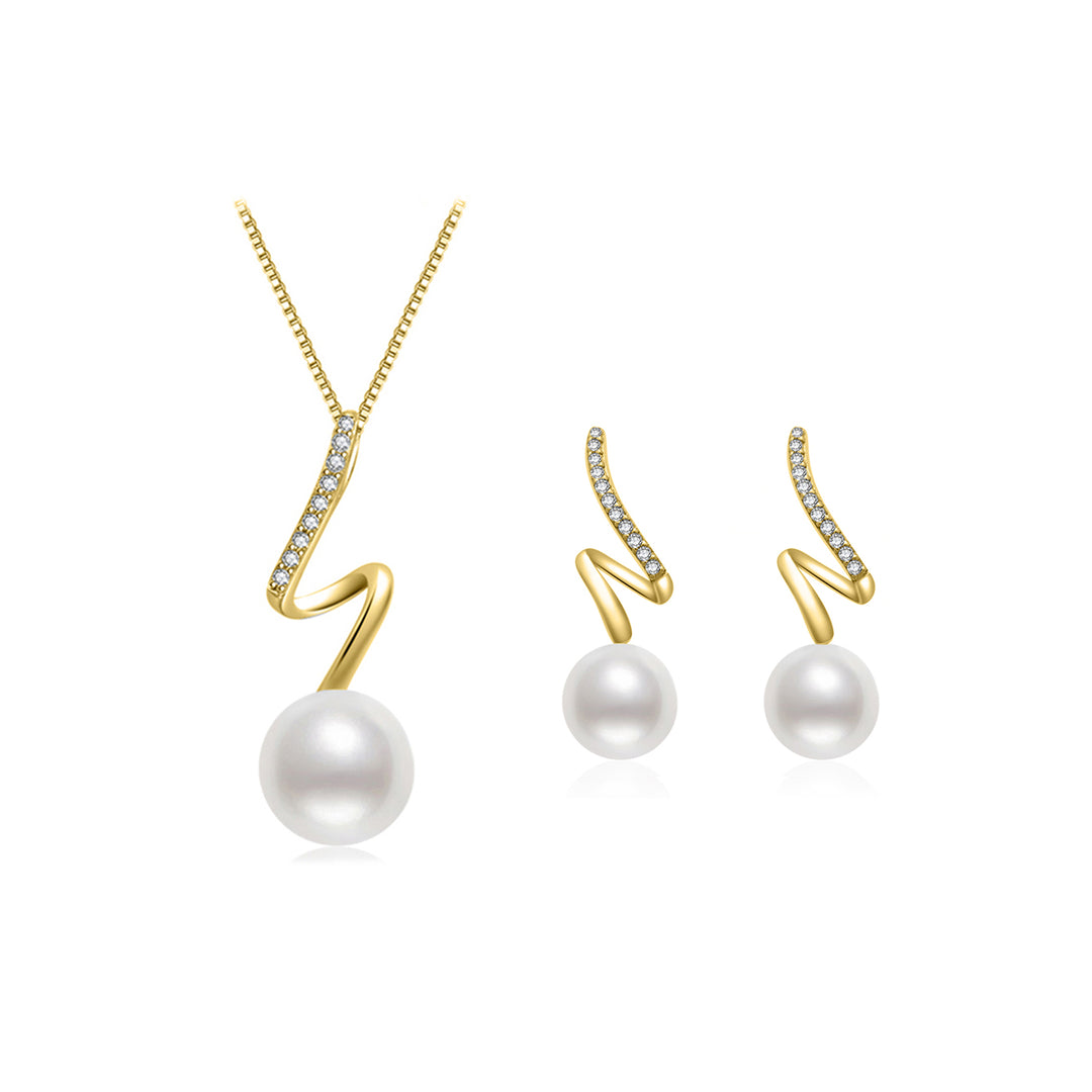 Top Grade Freshwater Pearl Necklace & Earrings Set WS00114 | S Collection - PEARLY LUSTRE