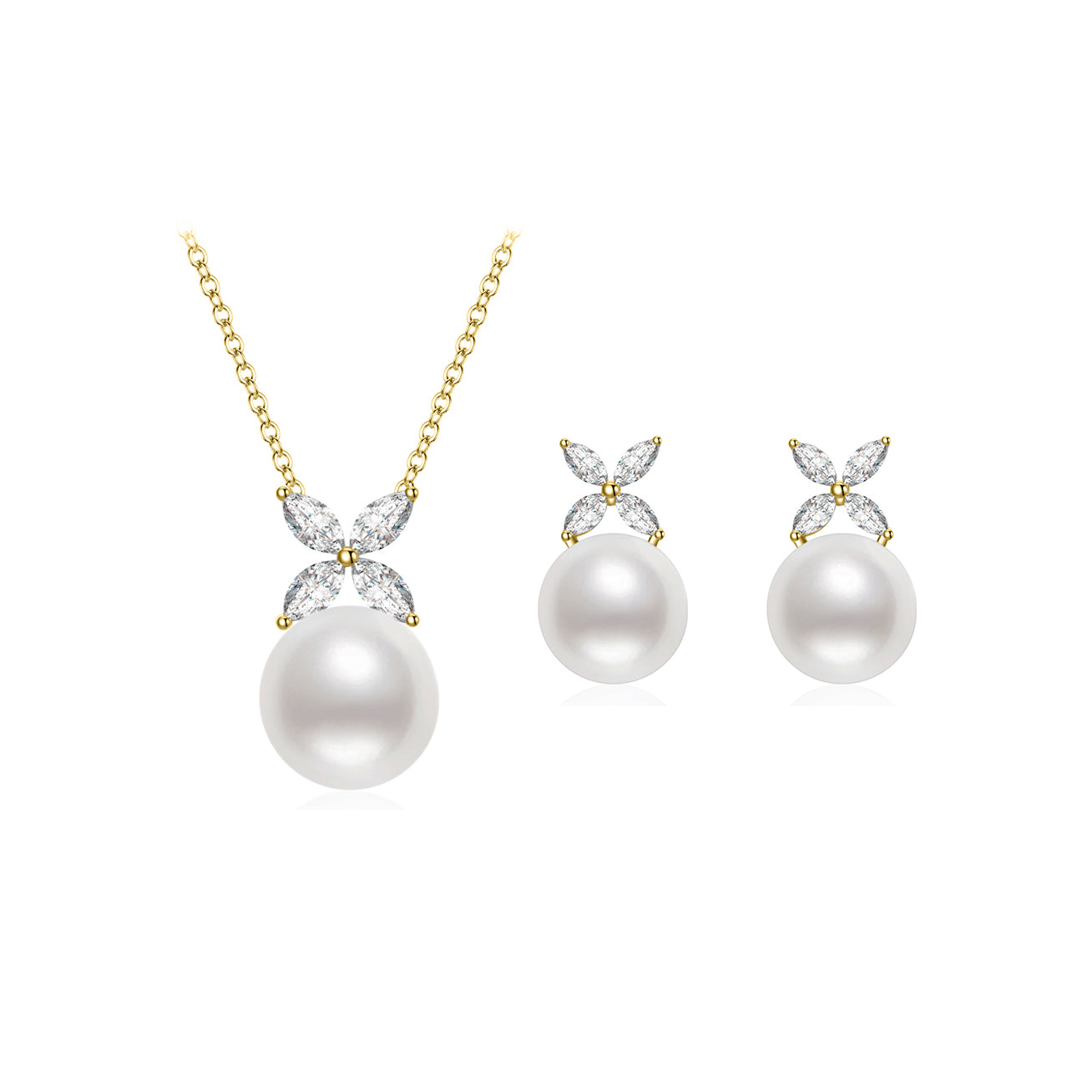 Top Grade Freshwater Pearl Necklace & Earrings Set WS00115 | EVERLEAF - PEARLY LUSTRE