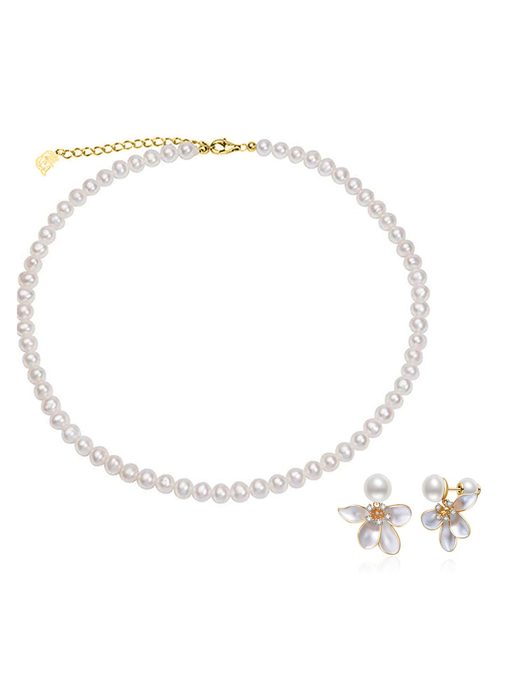 Ensemble élégant de perles d'eau douce WS00128 | ORCHIDÉE